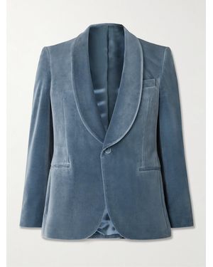 MR P. Slim-Fit Shawl-Collar Cotton-Velvet Tuxedo Jacket - Blue