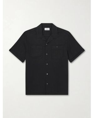 MR P. Convertible-Collar Garment-Dyed Linen Shirt - Black