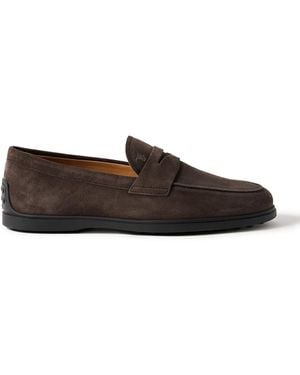 Tod's Suede Penny Loafers - Brown