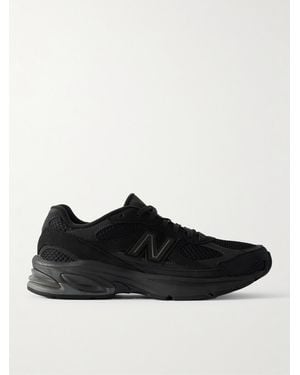 New Balance Leather-trimmed Mesh And Suede Trainers - Black