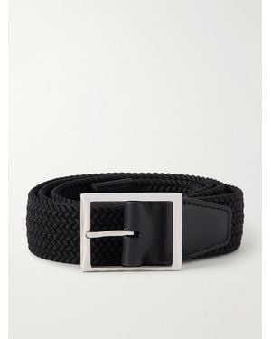 Berluti 3.8cm Leather-trimmed Braided Belt - Black