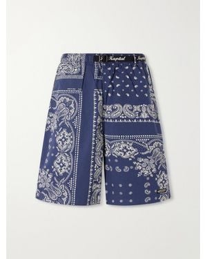 Kapital Easy Straight-leg Belted Bandana-print Cotton Shorts - Blue