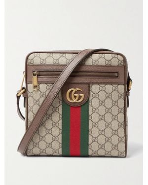 Gucci Ophidia Leather-Trimmed Monogrammed Coated-Canvas Messenger Bag - Braun