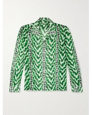 Bode Serpentine Printed Silk Shirt - Green