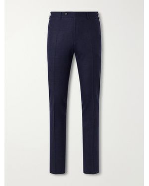 Canali Slim-Fit Tapered Wool-Flannel Suit Trousers - Blue
