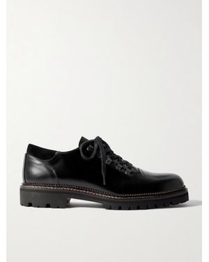MR P. Suede-trimmed Leather Hiking Derby Shoes - Black