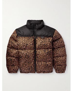 Vetements Logo-Appliquéd Leopard-Print Shell Down Jacket - Brown