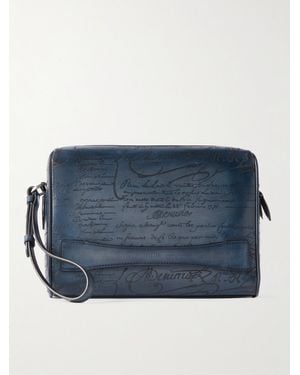 Berluti Rosewood Neo Scritto Venezia Leather Pouch - Blue