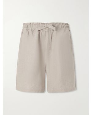 Saman Amel Straight-Leg Linen Drawstring Shorts - Natural