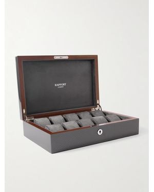 Rapport Carbon Fibre And Wood 10-Piece Watch Box - Black