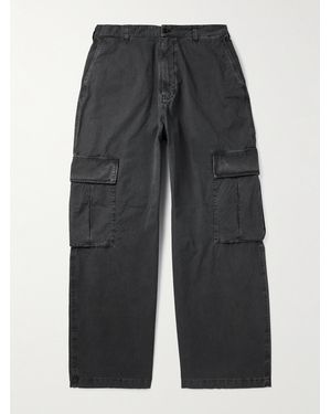 Acne Studios Wide-Leg Logo-Embroidered Cotton-Ripstop Cargo Trousers - Grey