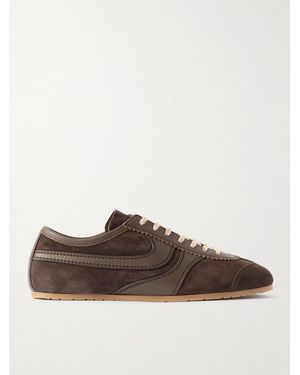 Dries Van Noten Leather-Trimmed Suede Trainers - Brown