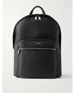 ZEGNA Full-Grain Leather Backpack - Black