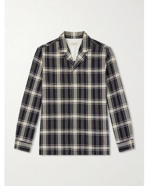 Officine Generale Eren Camp-Collar Checked Cotton-Blend Shirt - Grey