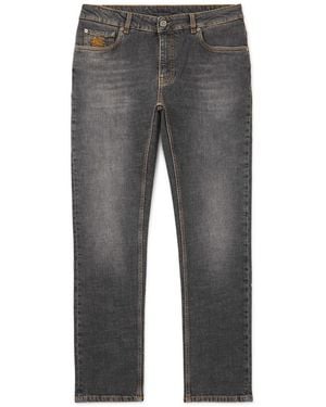Etro Roma Slim-Fit Straight-Leg Logo-Embroidered Jeans - Gray