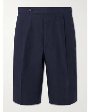 De Petrillo Straight-Leg Linen Shorts - Blue
