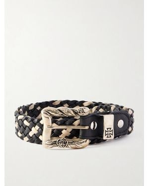 Enfants Riches Deprimes 3Cm Logo-Engraved Braided Leather Belt - Black