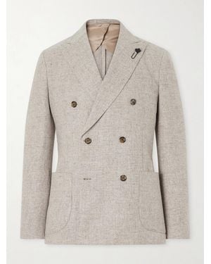 Lardini Wool Canvas Blazer - Natural