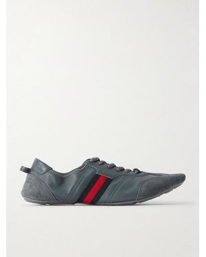 Gucci Flex Suede-Trimmed Leather Sneakers - Blue
