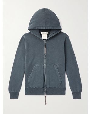 Remi Relief Distressed Cotton-Jersey Zip-Up Hoodie - Blue