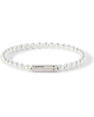 Le Gramme 11g Recycled Sterling Silver Beaded Bracelet - White