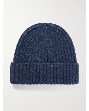 Hartford Ribbed Wool-blend Beanie - Blue