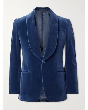 Kingsman Slim-Fit Shawl-Collar Cotton-Velvet Tuxedo Jacket - Blue