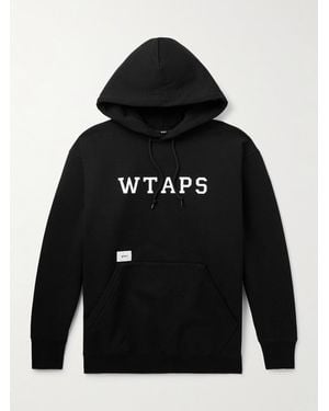 WTAPS Academy Logo-Print Appliquéd Cotton-Jersey Hoodie - Black