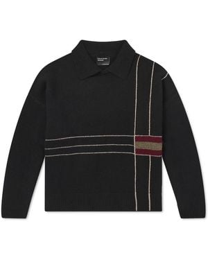Enfants Riches Deprimes Bauhaus Student Intarsia Cashmere Polo Sweater - Black