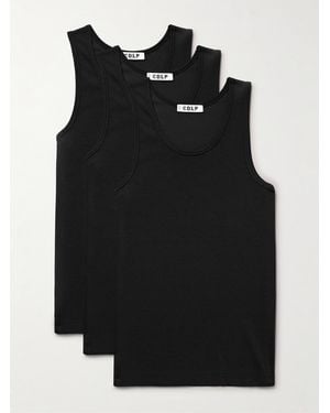 CDLP Three-Pack Ribbed Stretch Lyocell And Cotton-Blend Jersey Tank Tops - Nero