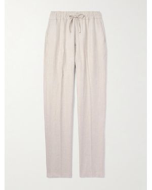 Kingsman Straight-Leg Herringbone Linen Drawstring Trousers - Natural