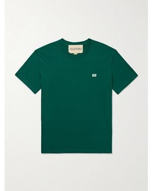 Valentino Garavani Logo-Appliquéd Cotton-Jersey T-Shirt - Green