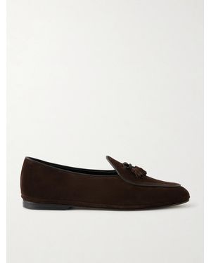 Rubinacci Marphy Tasselled Leather-Trimmed Suede Loafers - Braun