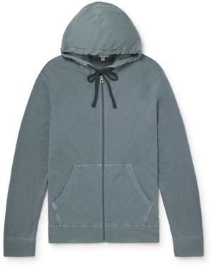 James Perse Loopback Supima Cotton-Jersey Zip-Up Hoodie - Blue