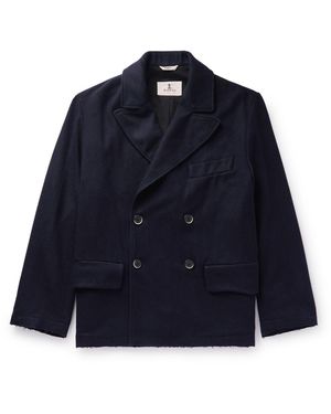 Barena Burlenga Frayed Wool-Blend Felt Peacoat - Blue