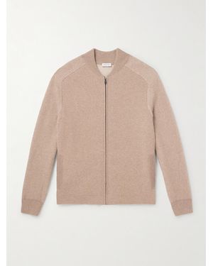 Sunspel Ribbed Wool Bomber Jacket - Natural