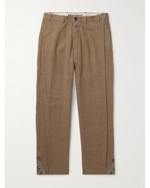 Kartik Research Straight-Leg Embellished Wool Trousers - Natural