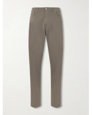dunhill Tapered Cotton-blend Twill Trousers - Grey