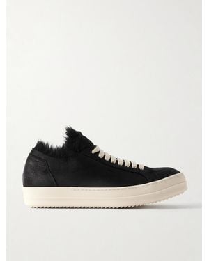 Rick Owens Curly Shearling-lined Leather Trainers - Black
