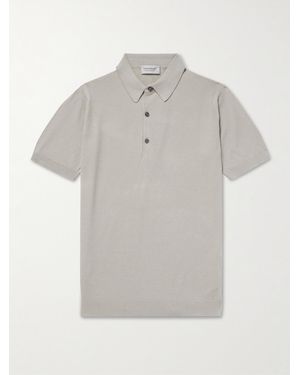John Smedley Roth Slim-Fit Sea Island Cotton Polo Shirt - Grey
