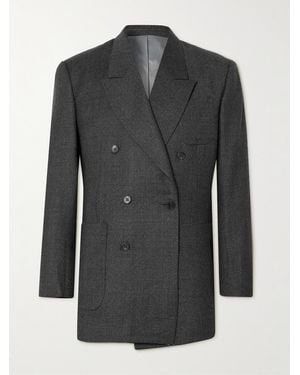 Yuri & Yuri Double-Breasted Wool-Flannel Blazer - Grey