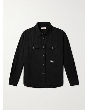 CHERRY LA Logo-embroidered Linen Shirt - Black