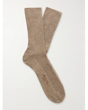Loro Piana Ribbed Cashmere-blend Socks - Natural