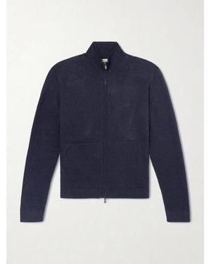 Piacenza 1733 Cashmere And Linen-Blend Zip-Up Jumper - Blue