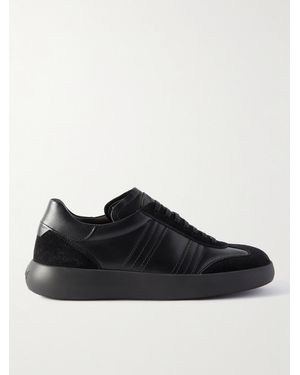 Brioni Suede-Trimmed Leather Trainers - Black