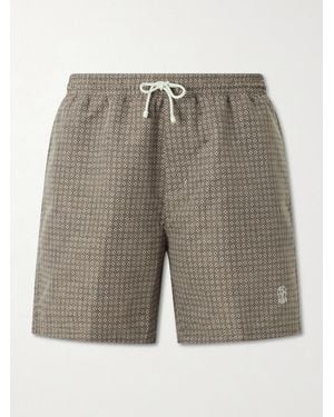 Brunello Cucinelli Straight-Leg Mid-Length Printed Swim Shorts - Grey