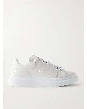 McQueen Exaggerated-Sole Leather Trainers - White
