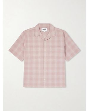 Corridor NYC Convertible-Collar Checked Cotton And Linen-Blend Shirt - Pink