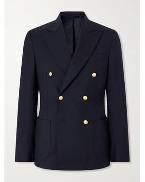 De Petrillo Vesuvio Double-Breasted Wool-Twill Suit Jacket - Blue