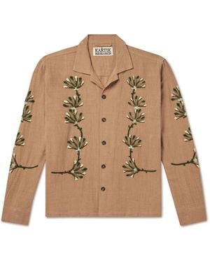 Kartik Research Bead-Embellished Embroidered Cotton Shirt - Natural